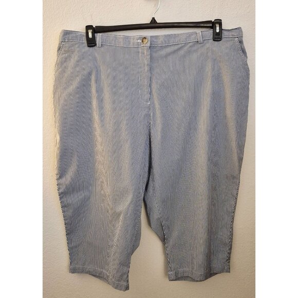 Lands End Blue White Striped Cotton Blend Casual Pants Size 26 WP - Picture 10 of 16